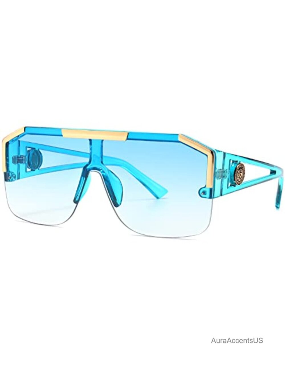 Oversized Square Shield Sunglasses Flat Top Retro Full Coverage UV Protection